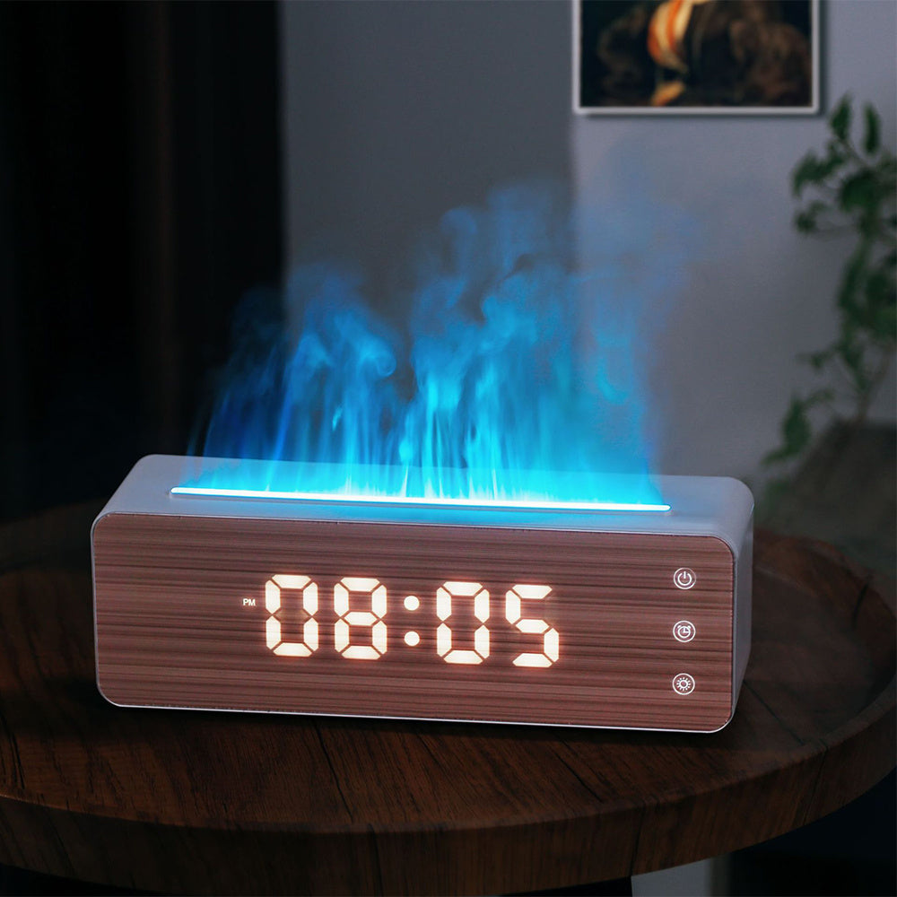 Flame Humidifier With Clock Display  Desktop