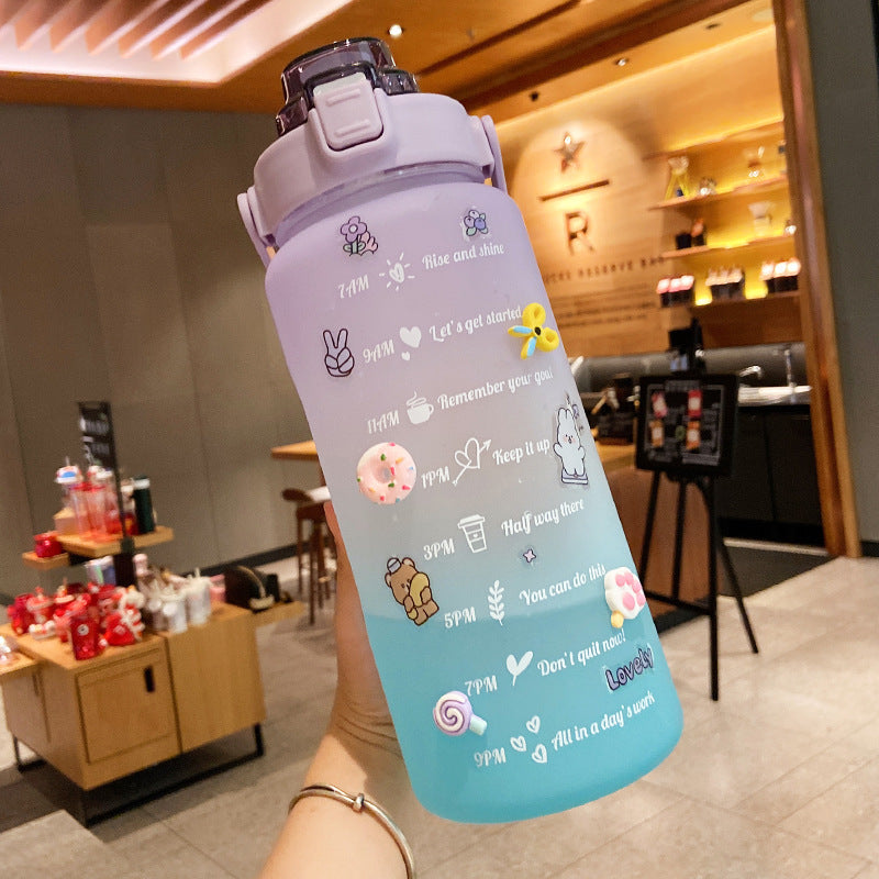 Stickers Water Bottle With Straw