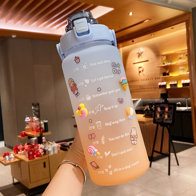 Stickers Water Bottle With Straw