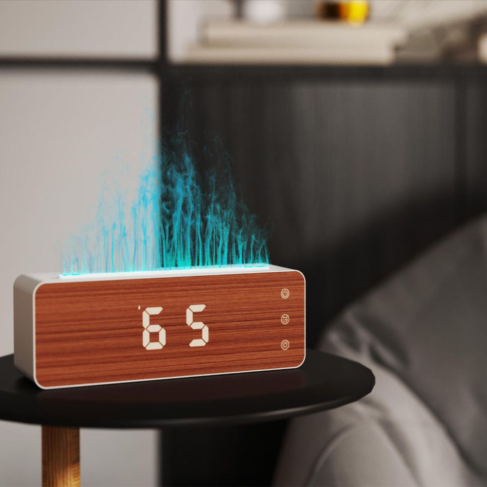 Flame Humidifier With Clock Display  Desktop