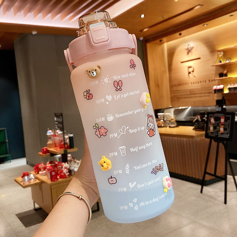 Stickers Water Bottle With Straw