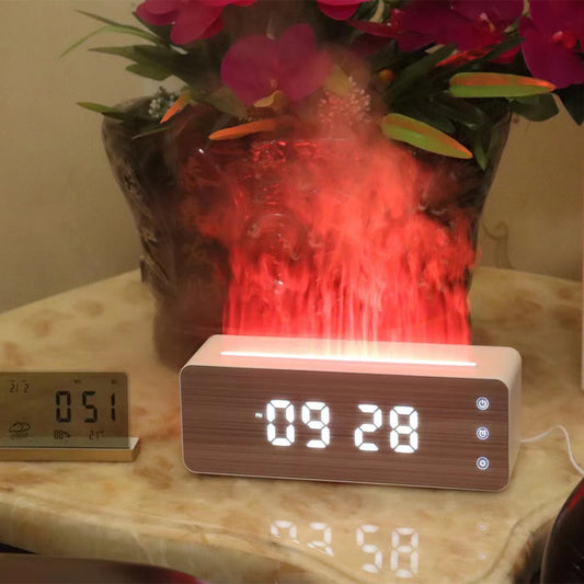 Flame Humidifier With Clock Display  Desktop