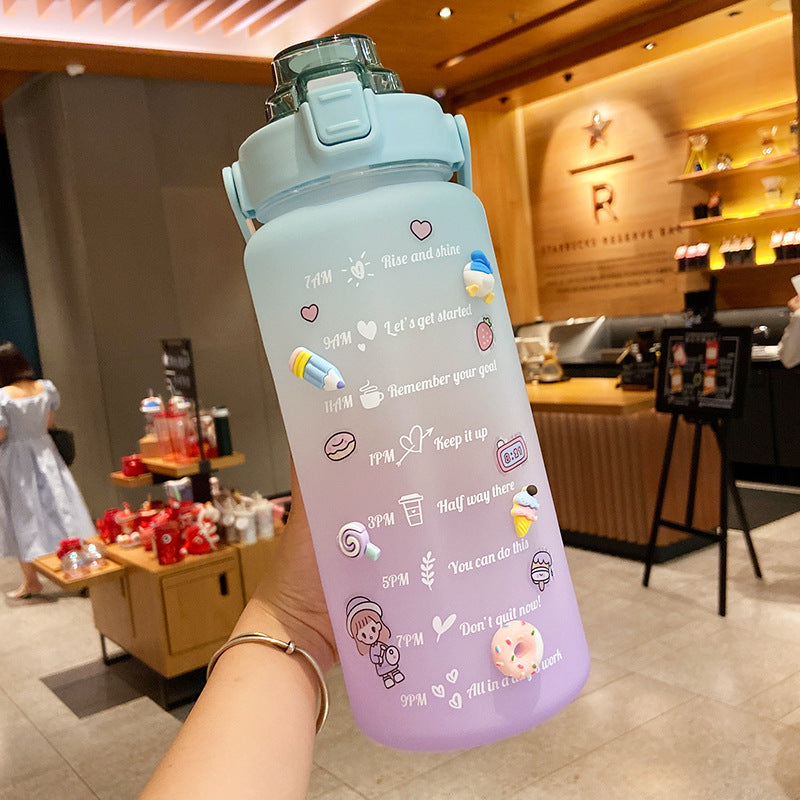 Stickers Water Bottle With Straw