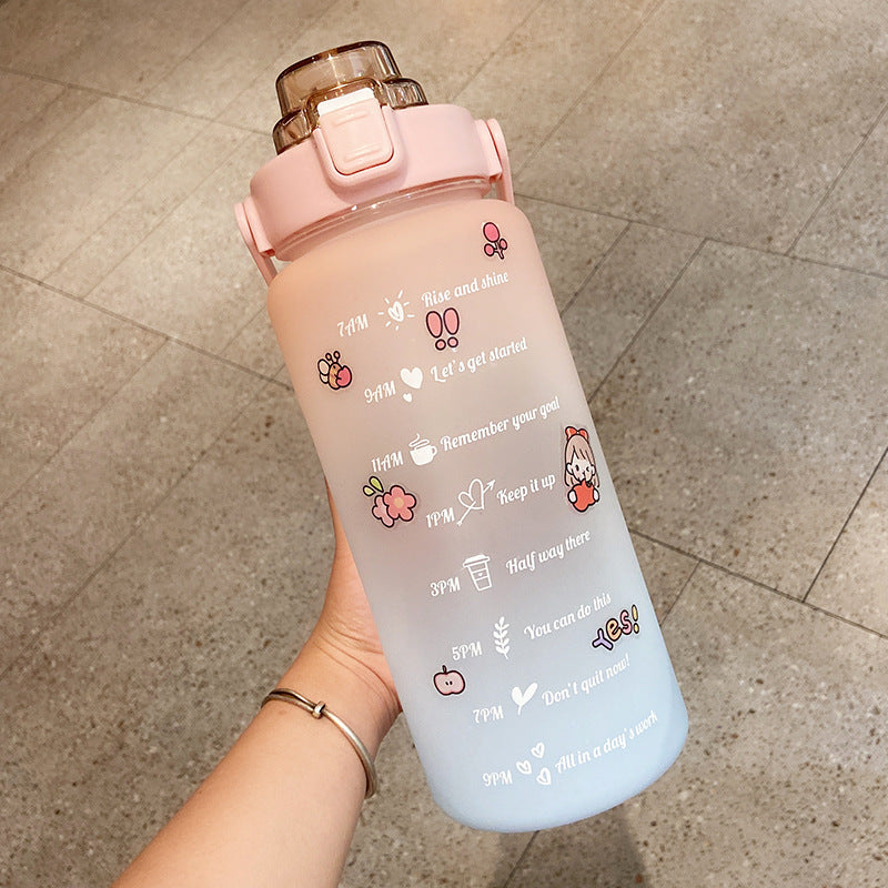 Stickers Water Bottle With Straw