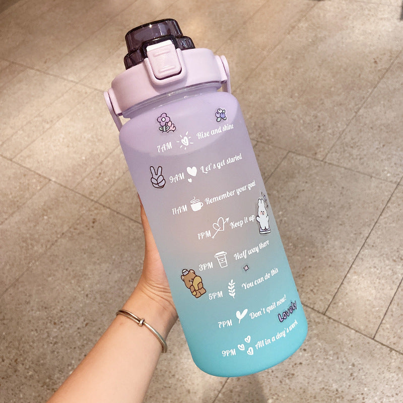 Stickers Water Bottle With Straw