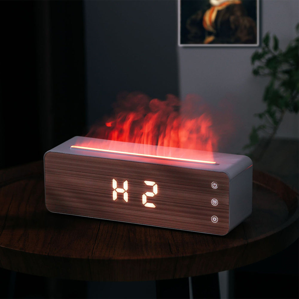 Flame Humidifier With Clock Display  Desktop